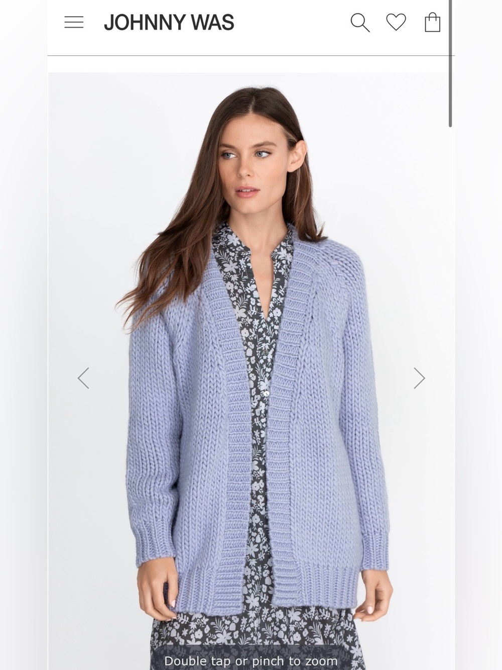 Johnny Was Calme Lilac Chunky Open-Front Knit Cardigan Size M